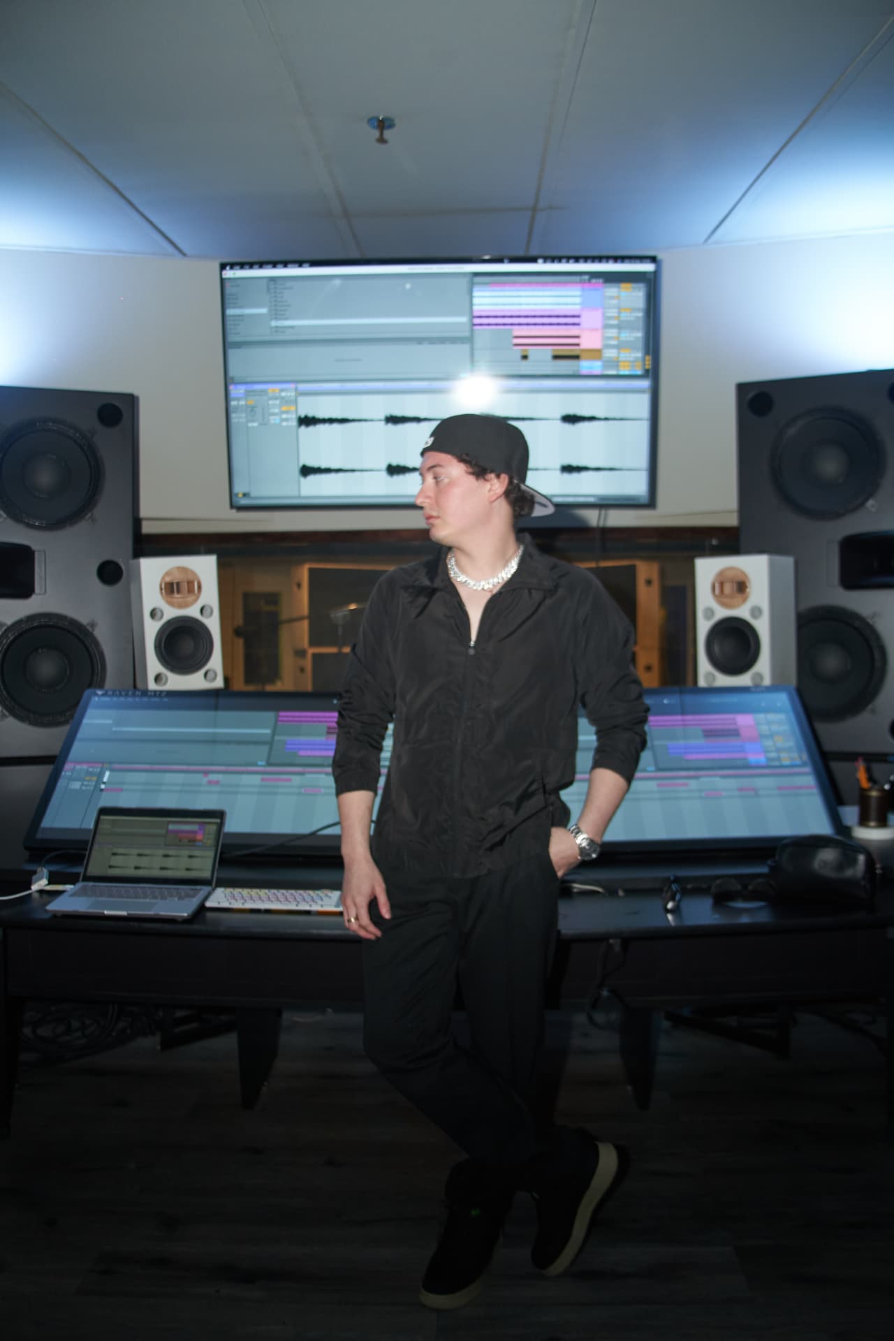 Cristhian Balcazar in a recording studio