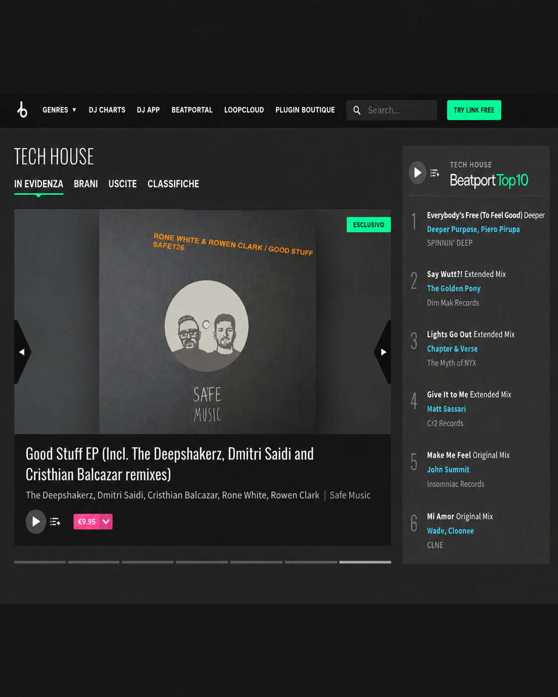 Beatport Tech House featured Good Stuff EP including Cristhian Balcazar remix on Safe Music