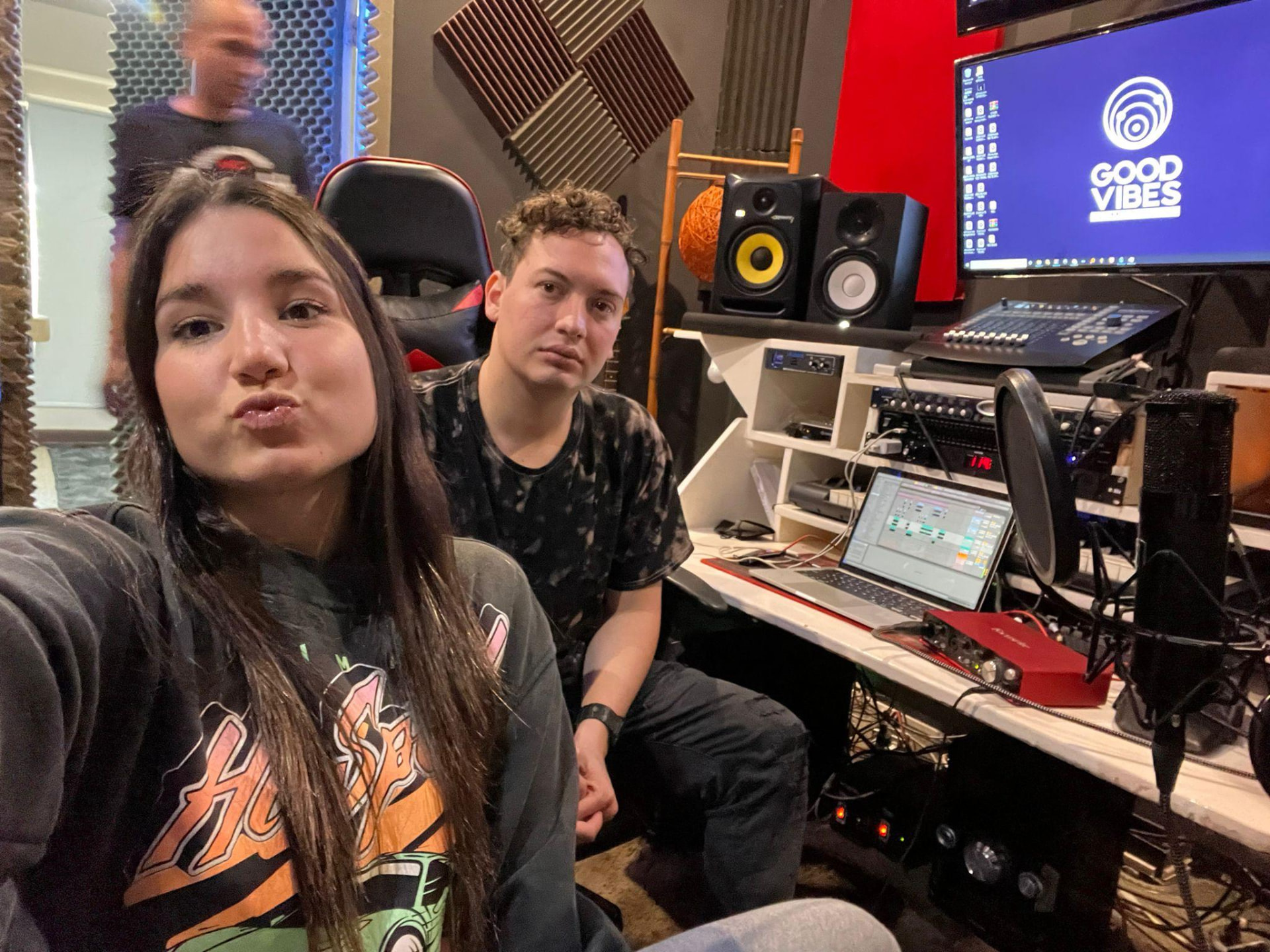 Cristhian Balcazar in a studio session with Good Vibes Radio