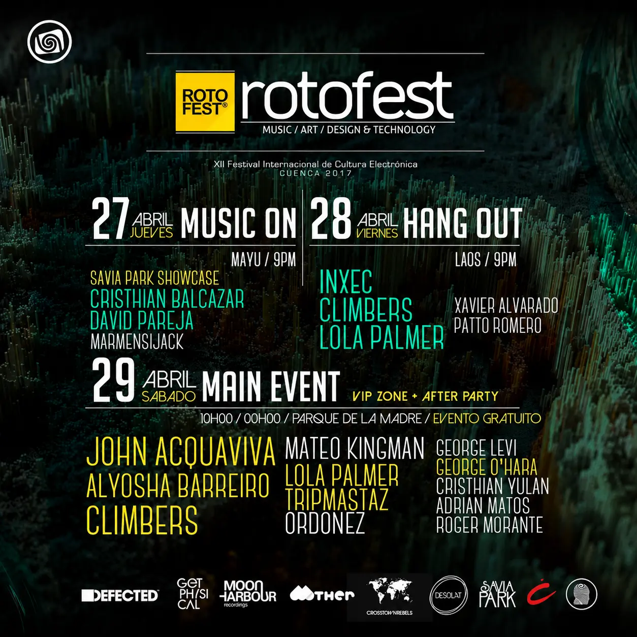 Rotofest 2017 Cuenca line-up featuring Cristhian Balcazar at Savia Park showcase