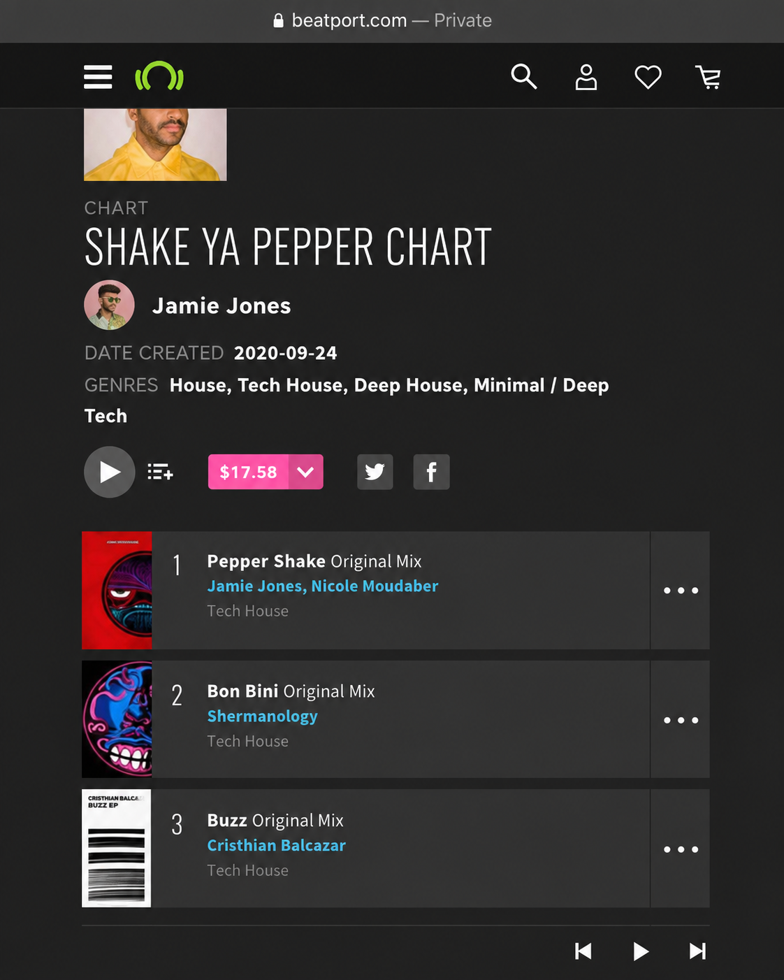 Jamie Jones Shake Ya Pepper Chart on Beatport featuring Buzz by Cristhian Balcazar