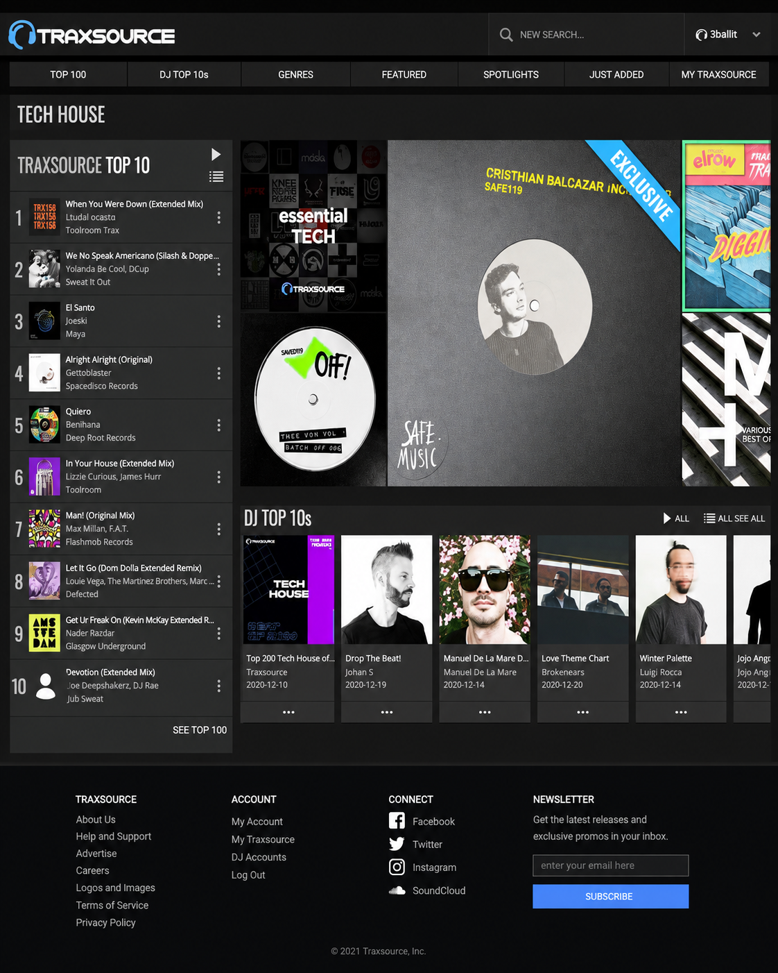 Traxsource Tech House exclusive banner featuring Cristhian Balcazar on Safe Music