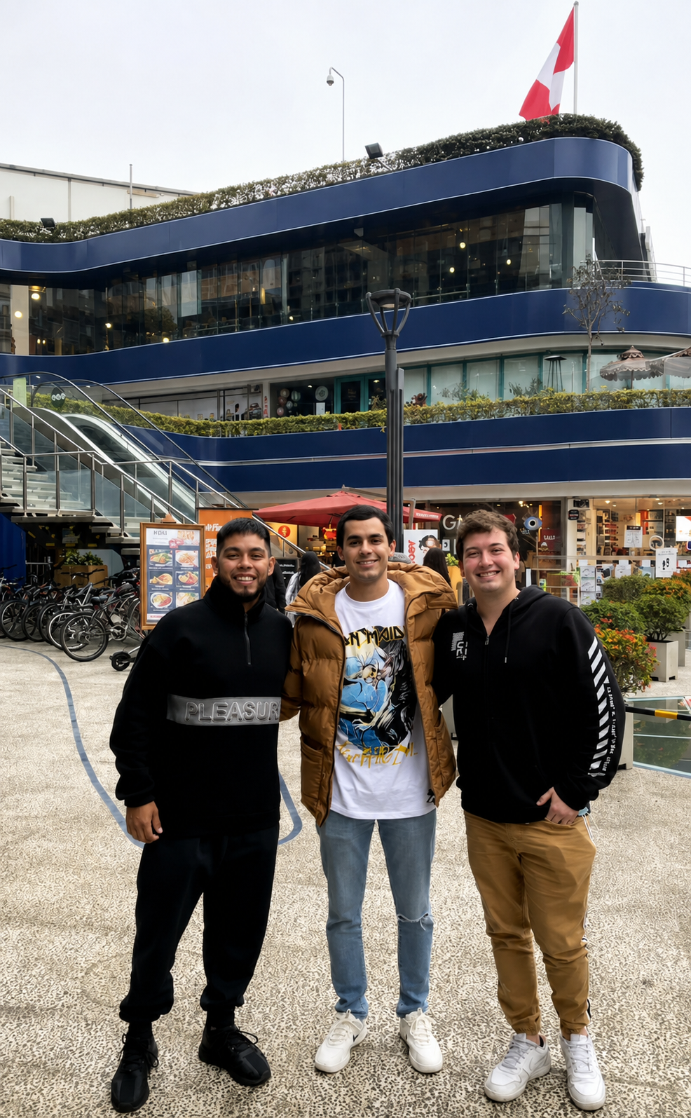 Cristhian Balcazar with friends at an outdoor city meet-up
