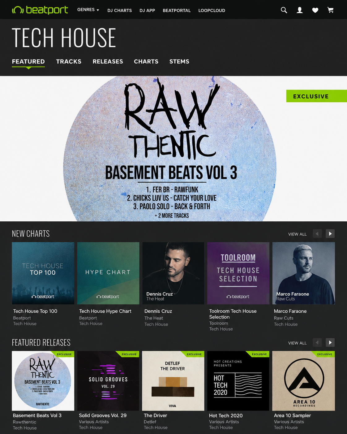 Beatport Tech House front page featuring Cristhian Balcazar
