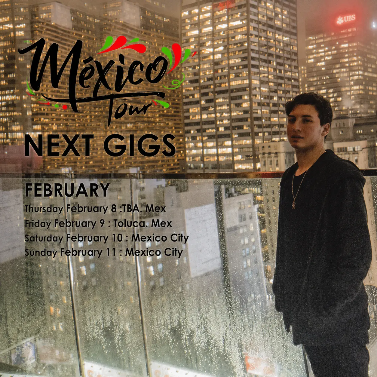 Cristhian Balcazar Mexico Tour next gigs February dates in Toluca and Mexico City