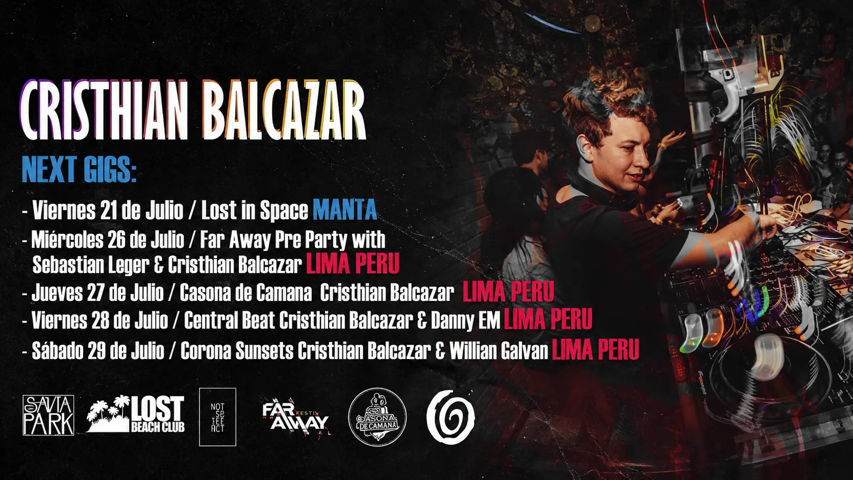 Cristhian Balcazar next gigs tour dates in Manta and Lima Peru