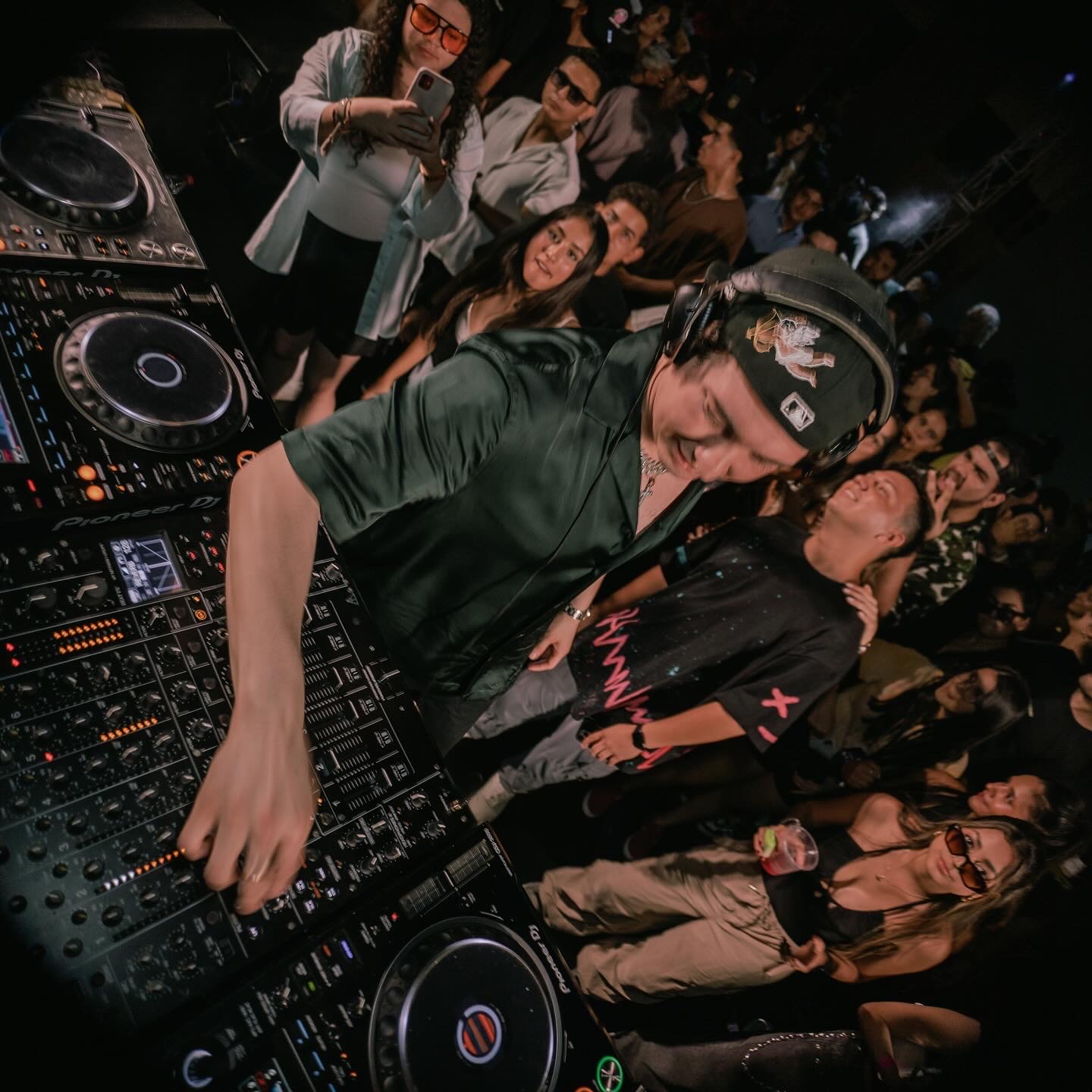 Cristhian Balcazar playing to a packed dancefloor
