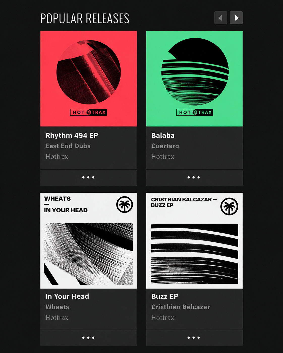 Hottrax popular releases showing Buzz EP by Cristhian Balcazar