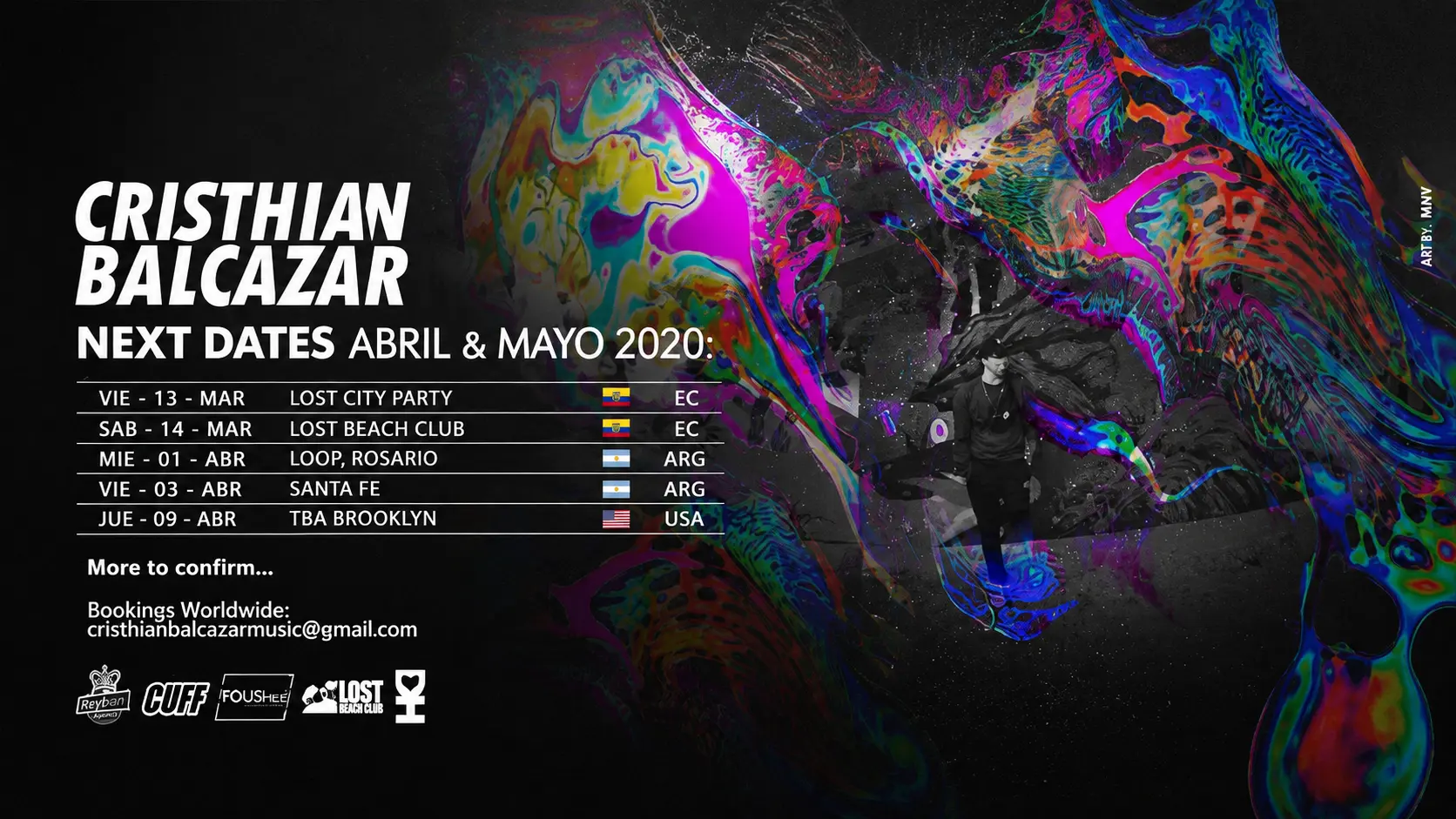 Cristhian Balcazar next dates April and May 2020 in Ecuador, Argentina and Brooklyn